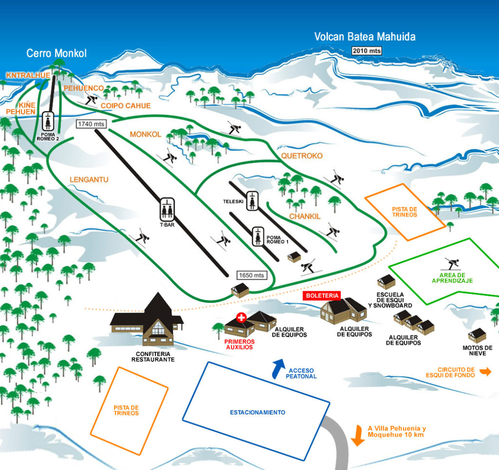 Mapa de las pistas del batea mahuida