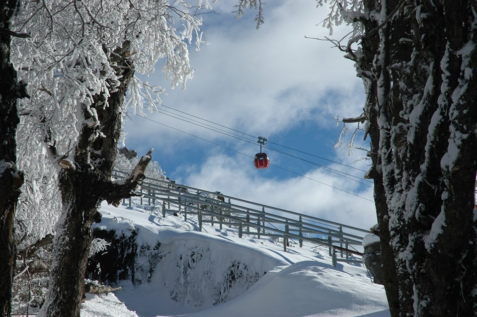 Teleférico Cerro Otto en Bariloche en invierno