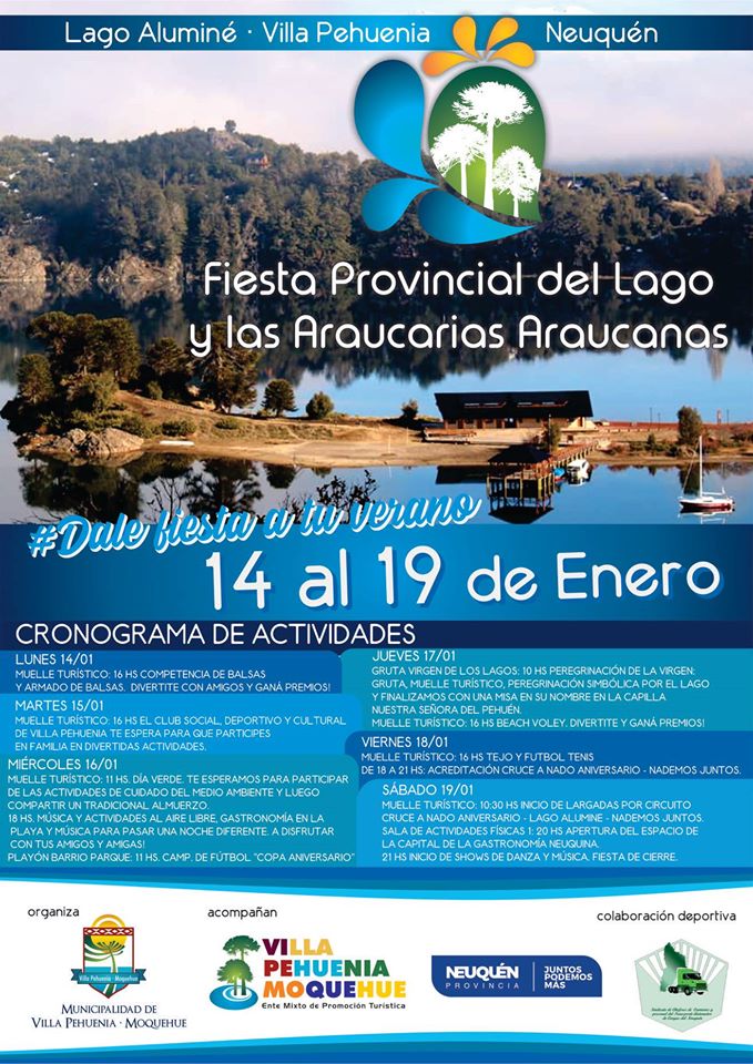 Cronograma de la fiesta del Lago y las Araucarias 2020