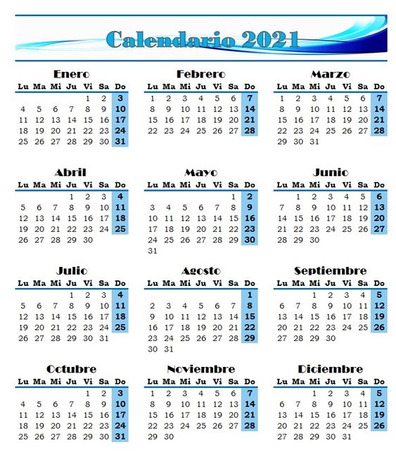 Calendario 2021.